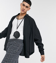 Свободная черная oversize-рубашка на пуговицах в винтажные стиле ASOS DESIGN-Черный цвет