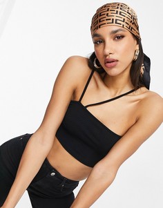 Платок на голову из полисатина с принтом в виде монограммы ASOS DESIGN-Многоцветный