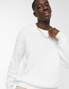 Белый вязаный свободный джемпер в рубчик ASOS DESIGN