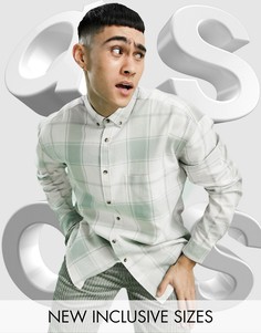 Oversized-рубашка в клетку из тартана бело-зеленого цвета в стиле 90-х ASOS DESIGN-Белый