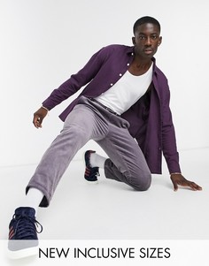 Фиолетовые узкие вельветовые брюки с эластичным поясом ASOS DESIGN-Сиреневый