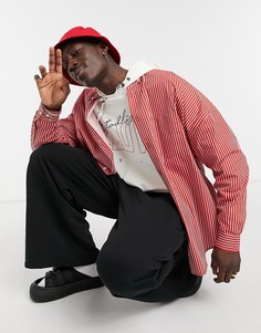Красная oversized-рубашка в винтажном стиле в полоску ASOS DESIGN-Красный