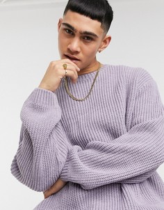 Сиреневый свободный джемпер в рубчик ASOS DESIGN