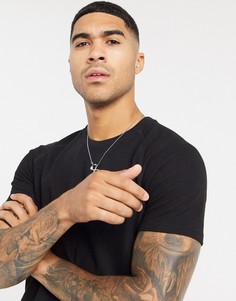 Черная свободная футболка из вафельного трикотажа Bershka-Черный