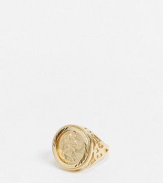 Позолоченное кольцо из стерлингового серебра с гравировкой "Святой Христофор" и спиральным дизайном с орнаментом Chained & Able-Золотистый