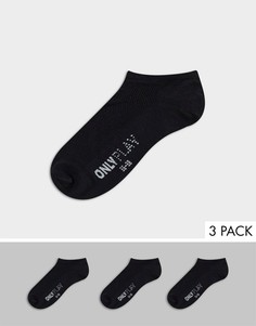 Набор из трех пар спортивных носков черного цвета Only Play-Черный цвет