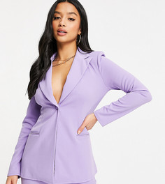 Трикотажный однобортный пиджак сиреневого цвета ASOS DESIGN Petite-Сиреневый