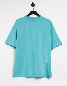 Футболка в стиле oversized с принтом и логотипом ASOS 4505-Зеленый цвет