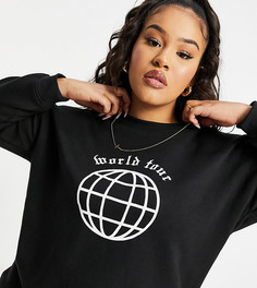 Черный oversize-свитшот с принтом Lasula Plus-Черный цвет