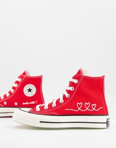 Кроссовки красного цвета с принтом Love Converse Chuck 70 Hi-Красный