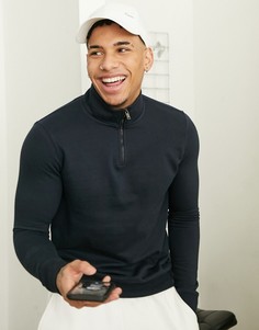 Темно-синий свитшот с воротом на молнии Burton Menswear