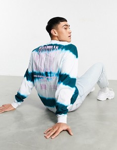 Oversized-лонгслив в полоску с принтом тай-дай и принтом на спине ASOS DESIGN-Многоцветный