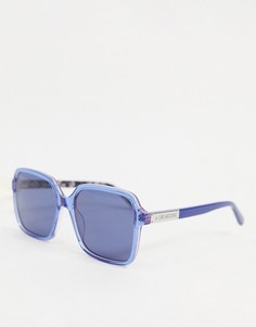 Квадратные солнцезащитные очки в стиле oversized Moschino Love-Голубой