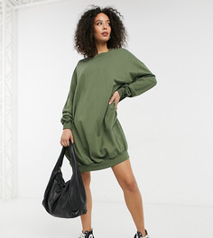 Платье-свитшот в стиле oversized цвета хаки ASOS DESIGN Tall-Зеленый цвет
