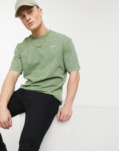 Футболка выбеленного цвета хаки с надписью "Peace out" Burton Menswear-Зеленый цвет
