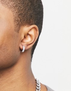 Серебристые серьги-кольца диаметром 12 мм с кристаллами Swarovski ASOS DESIGN-Серебристый