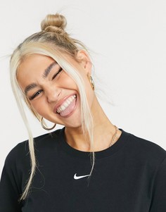 Черная футболка с короткими рукавами и маленьким логотипом-галочкой Nike еssential-Черный цвет
