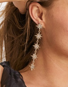 Золотистые серьги-подвески в виде звезд со стразами ASOS DESIGN-Золотистый