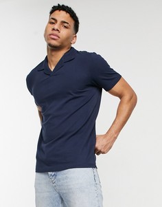 Темно-синее oversized-поло с отложным воротником Selected Homme-Темно-синий