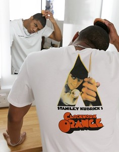 Белая oversized-футболка с принтом "A Clockwork Orange" на спине Only & Sons-Белый