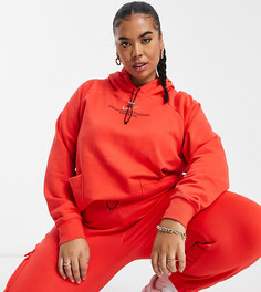 Красный флисовый худи без застежки с логотипом-галочкой Nike Plus