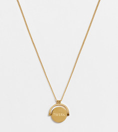 Ожерелье с подвеской-спиннером с гравировкой "Work twerk" и влагозащищенным покрытием из 18-каратного золота Hoops + Chains LDN-Золотистый