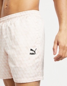 Розовые атласные шорты 6 дюймов PUMA Summer Aop Luxe-Розовый цвет
