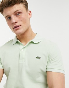 Узкая футболка-поло пастельно-зеленого цвета из пике Lacoste-Зеленый цвет