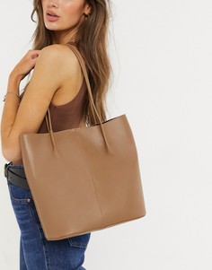 Светло-коричневая сумка-шопер с узкими ремешками ASOS DESIGN-Светло-коричневый
