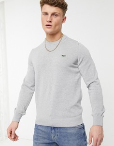 Светло-серый джемпер с круглым вырезом Lacoste