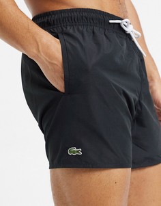 Черные однотонные шорты для плавания с логотипом Lacoste-Черный цвет
