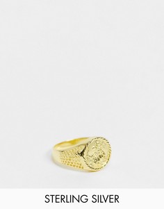 Серебряное кольцо с позолотой 14 карат и изображением святого Христофора ASOS DESIGN-Золотистый