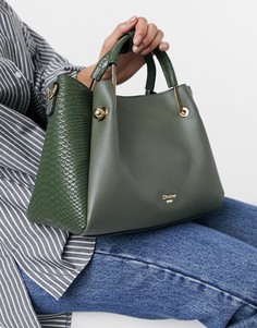 Сумка-тоут цвета хаки с комбинированным принтом под кожу рептилии Dune Diana-Зеленый цвет