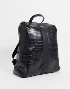 Черный комбинированный рюкзак из искусственной кожи под крокодила Dune Dalice-Черный цвет
