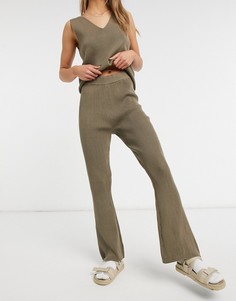 Серые трикотажные брюки с широкими штанинами (от комплекта) Vila-Серый