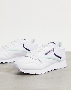Кожаные кроссовки молочного цвета Reebok Classic-Черный цвет