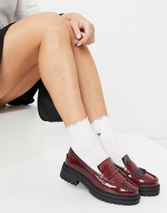 Бордовые лоферы на толстой подошве ASOS DESIGN-Красный