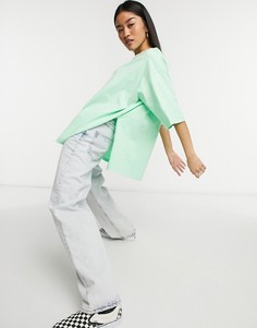 Зеленая футболка в стиле super oversized с разрезами по бокам ASOS DESIGN-Зеленый цвет