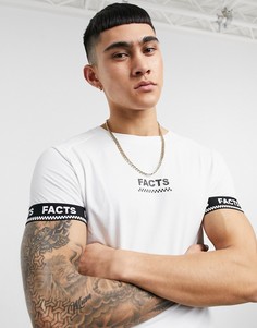 Белая облегающая футболка с эластичными манжетами Bershka-Белый