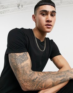Черная футболка классического кроя Bershka-Черный цвет
