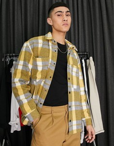Желтая фланелевая рубашка навыпуск в клетку Bershka-Желтый