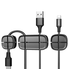 Органайзер для проводов Baseus Cross Peas Cable Clip Black (ACTDJ-01) BASEUS