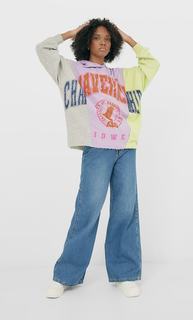 Stradivarius Толстовка Оверсайз С Цветовыми Блоками Женская Коллекция Multicolor S