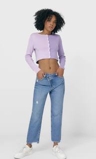 Stradivarius Укороченный Кардиган С Цветовыми Блоками Женская Коллекция Multicolor S
