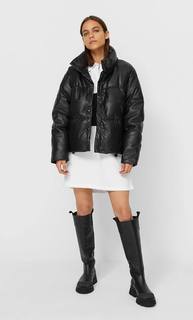 Stradivarius Стеганая Куртка Из Искусственной Кожи Женская Коллекция Черный L
