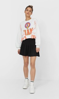 Stradivarius Юбка В Складку Женская Коллекция Черный L
