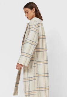 Stradivarius Пальто Из Трикотажа В Клетку Женская Коллекция Ванильный M