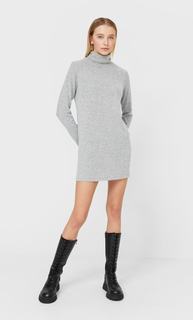 Stradivarius Короткое Платье Из Мягкой Ткани Женская Коллекция Пестро-Серый S