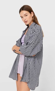 Stradivarius Рубашка Объемного Кроя Из Поплина Женская Коллекция Черный Xs
