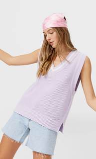 Stradivarius Трикотажный Топ Женская Коллекция Сиреневый Xl